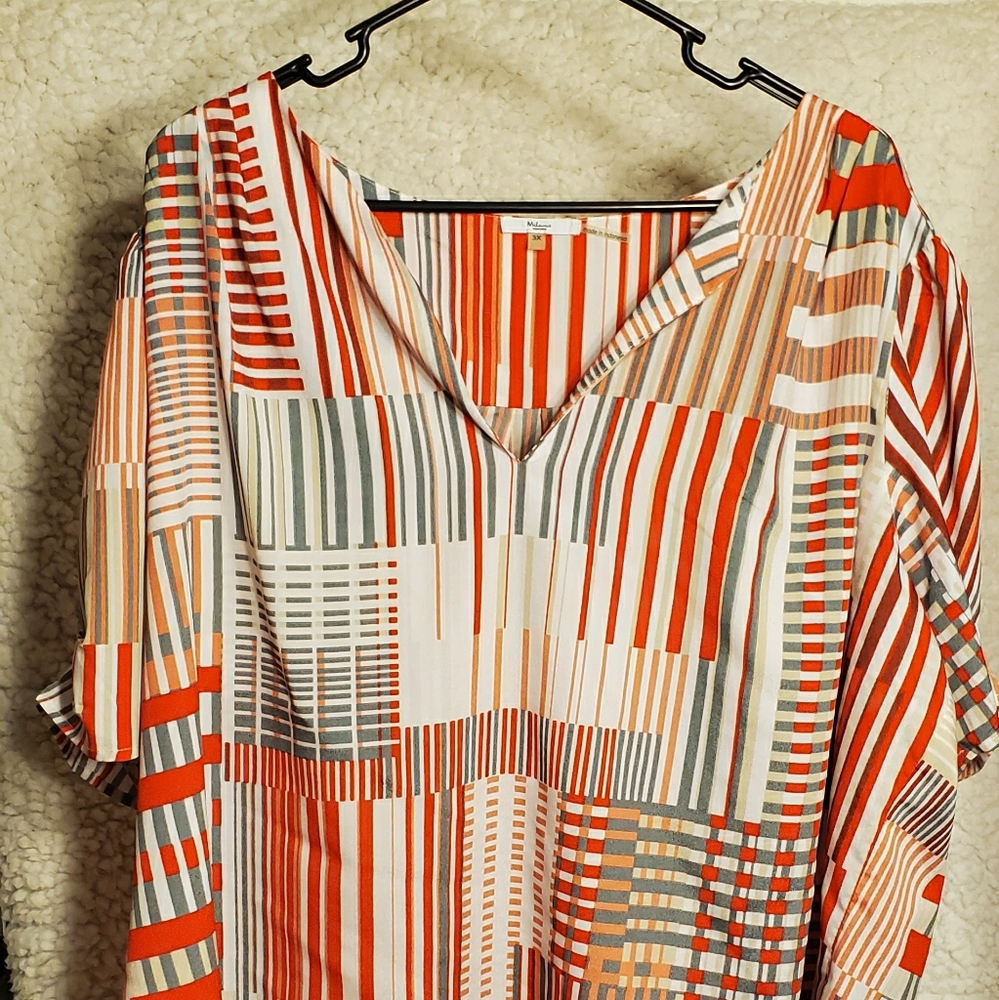 Orange and white over shirt 3X